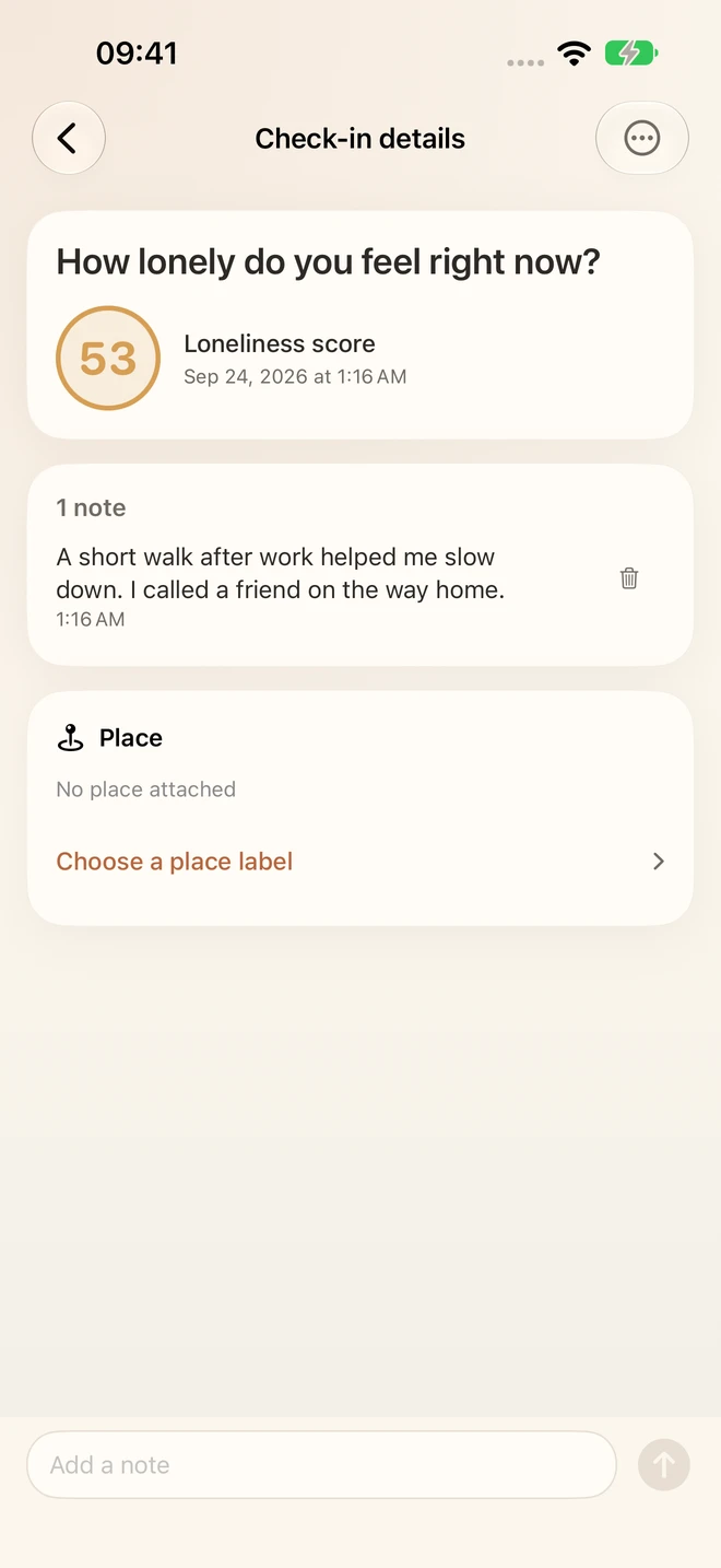 A check-in with a personal note in Emberday